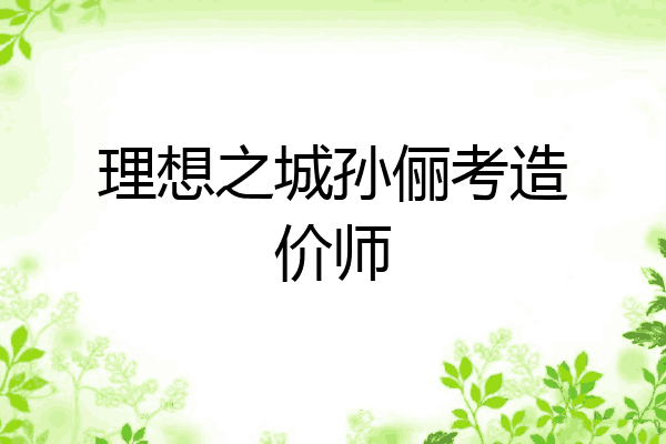 理想之城孙俪考造价师