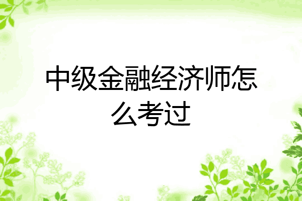 中级金融经济师怎么考过