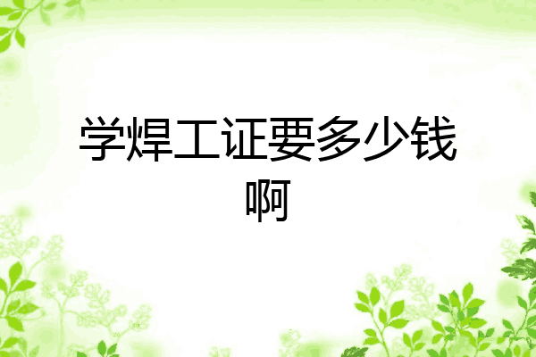 学焊工证要多少钱啊