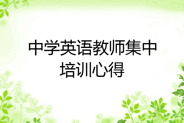 中学英语教师集中培训心得