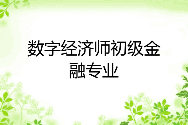 数字经济师初级金融专业