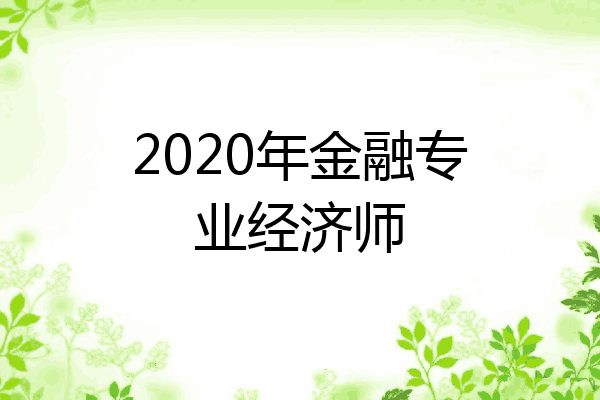 2020年金融专业经济师