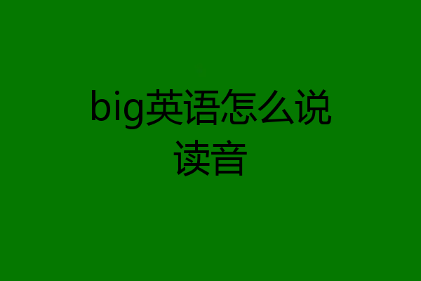 big英语怎么说读音