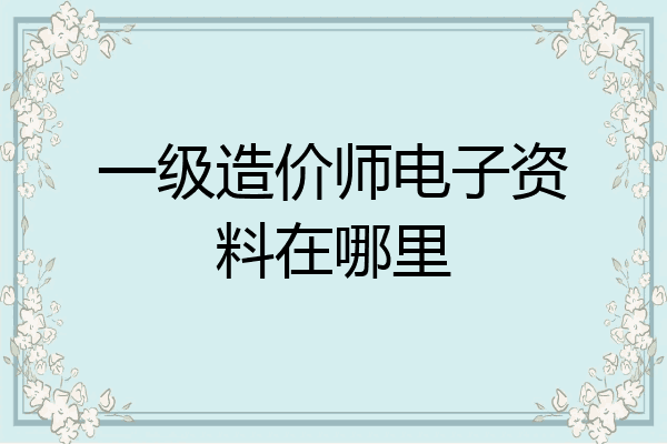 一级造价师电子资料在哪里