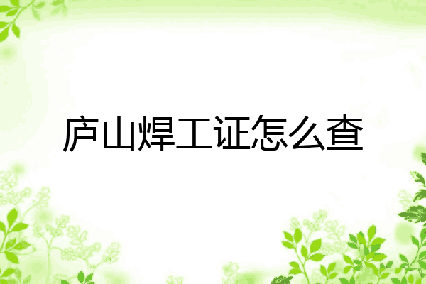 庐山焊工证怎么查