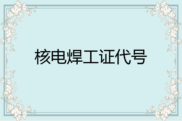 核电焊工证代号