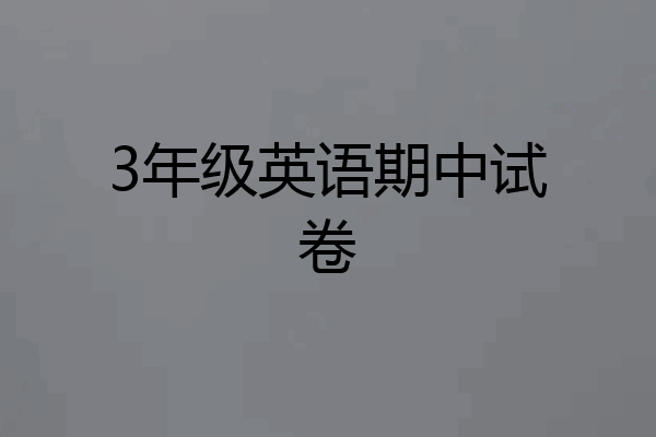 3年级英语期中试卷