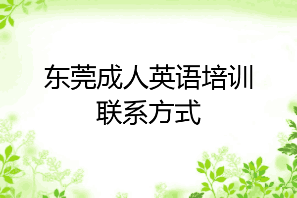 东莞成人英语培训联系方式