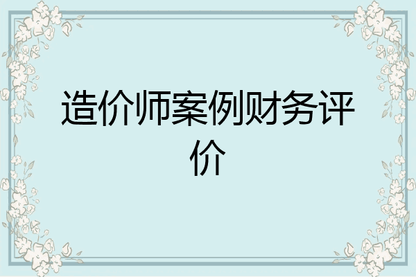 造价师案例财务评价
