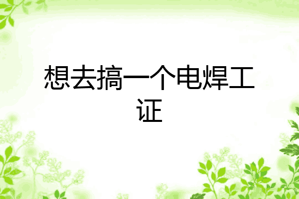想去搞一个电焊工证