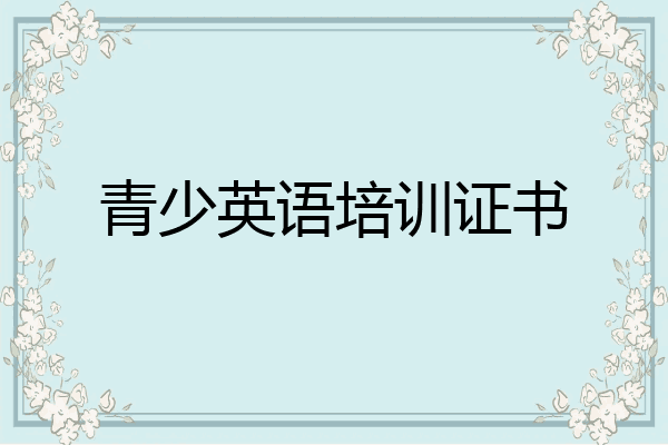 青少英语培训证书