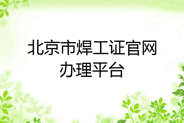 北京市焊工证官网办理平台