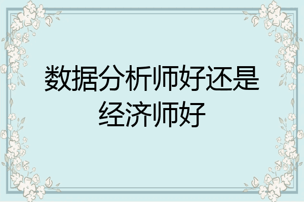 数据分析师好还是经济师好