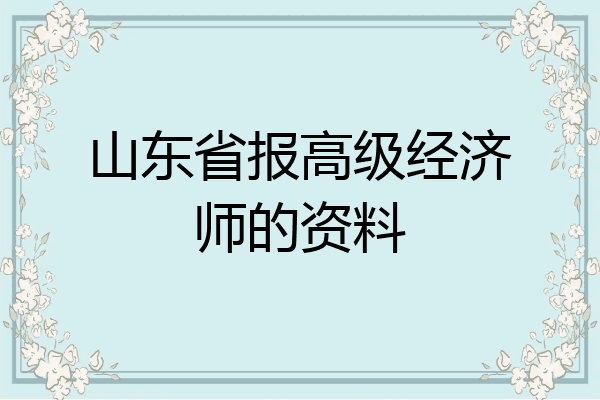 山东省报高级经济师的资料