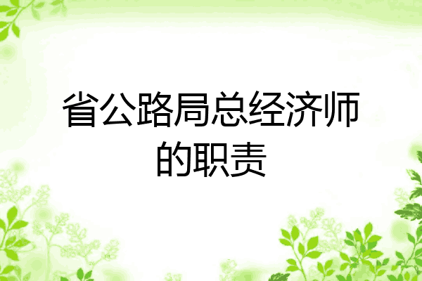 省公路局总经济师的职责