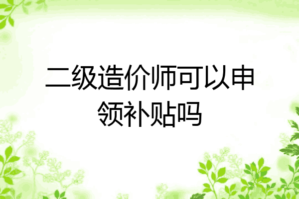 二级造价师可以申领补贴吗