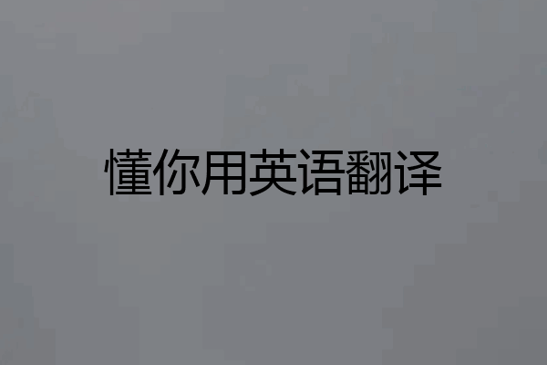 懂你用英语翻译