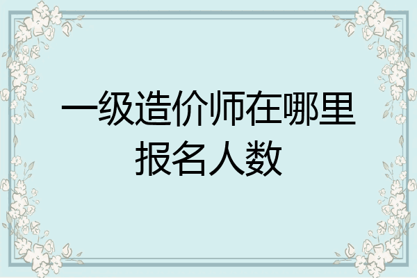 一级造价师在哪里报名人数