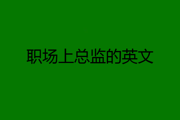 职场上总监的英文