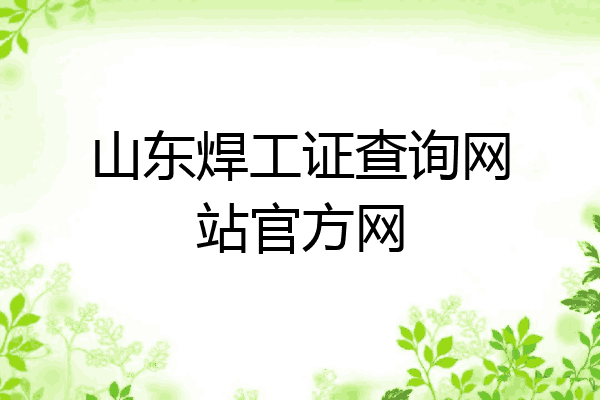 山东焊工证查询网站官方网