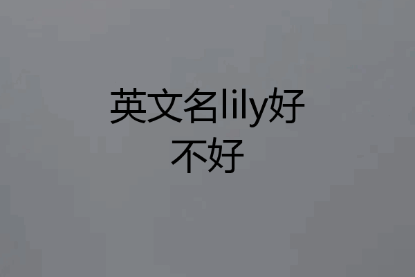 英文名lily好不好