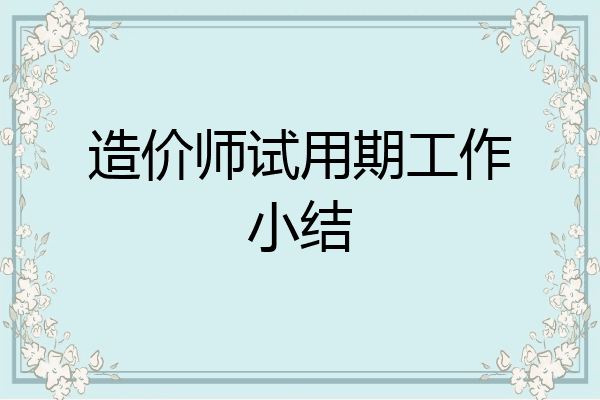 造价师试用期工作小结