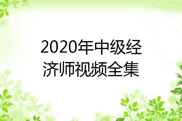 2020年中级经济师视频全集