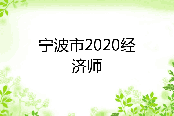 宁波市2020经济师