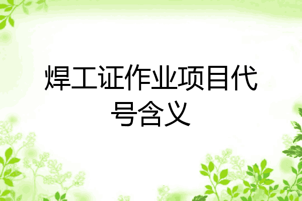 焊工证作业项目代号含义