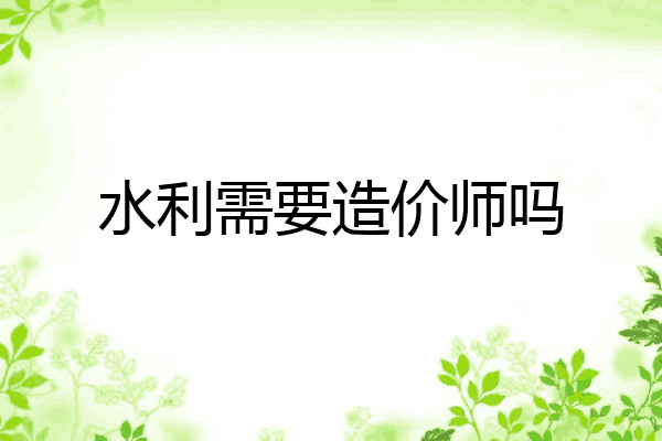 水利需要造价师吗