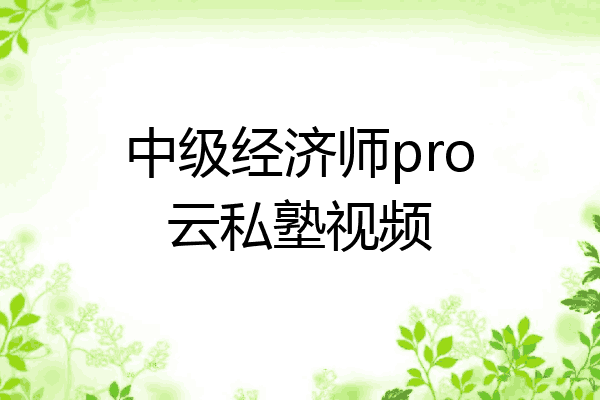 中级经济师pro云私塾视频