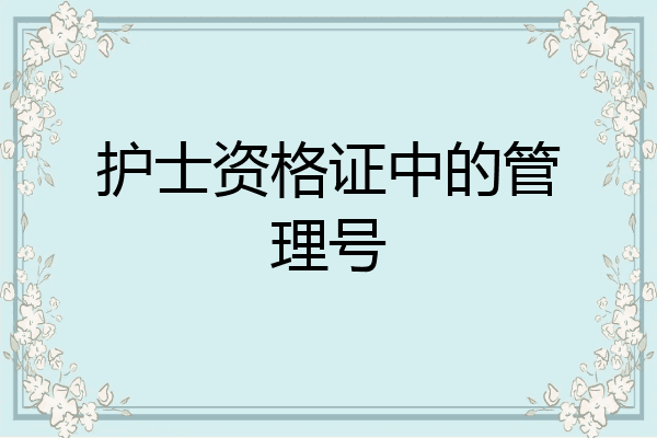 护士资格证中的管理号