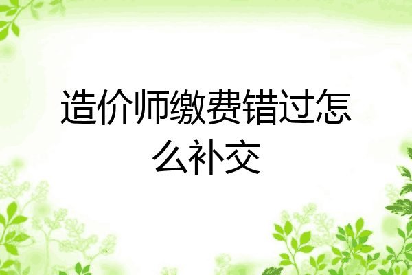 造价师缴费错过怎么补交