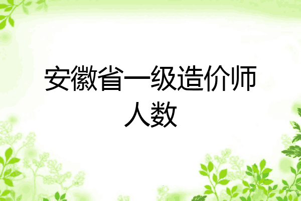 安徽省一级造价师人数