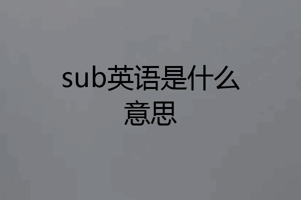 sub英语是什么意思