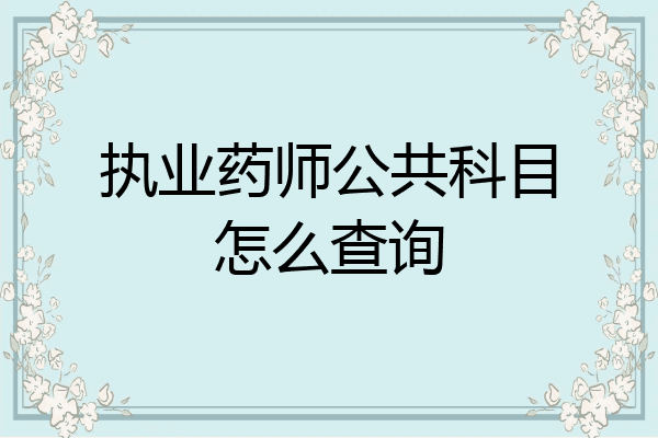 执业药师公共科目怎么查询