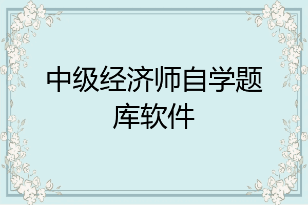 中级经济师自学题库软件