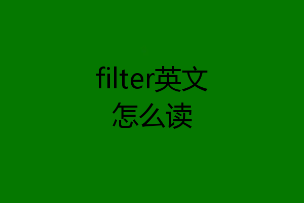filter英文怎么读