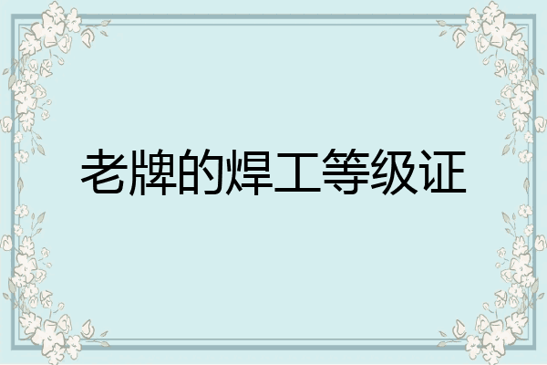 老牌的焊工等级证