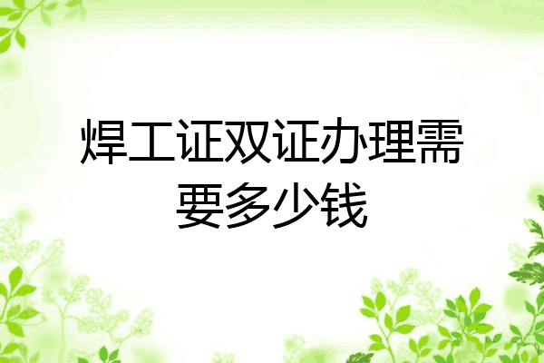 焊工证双证办理需要多少钱