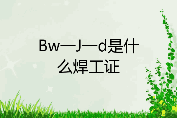 Bw一J一d是什么焊工证