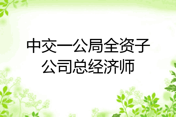 中交一公局全资子公司总经济师