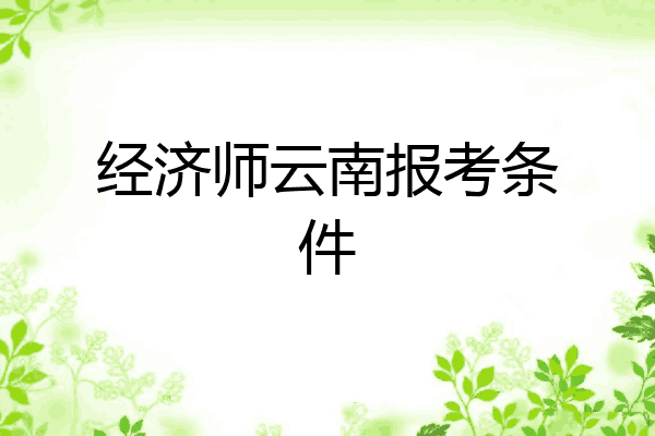 经济师云南报考条件
