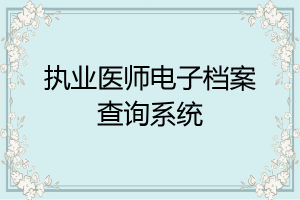 执业医师电子档案查询系统