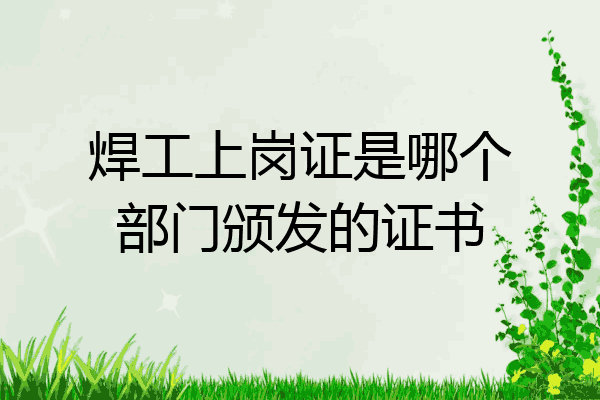 焊工上岗证是哪个部门颁发的证书