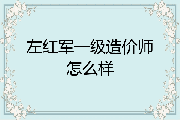 左红军一级造价师怎么样