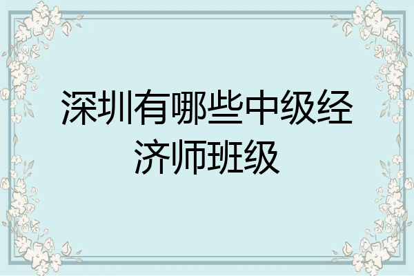 深圳有哪些中级经济师班级