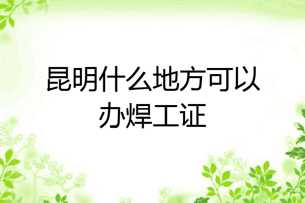 昆明什么地方可以办焊工证