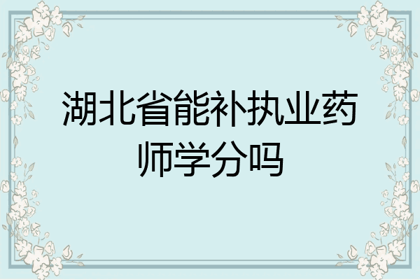 湖北省能补执业药师学分吗