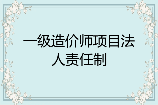 一级造价师项目法人责任制